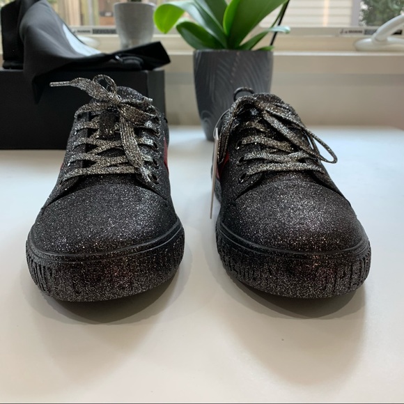 NEW! Opening Ceremony Glitter Sneakers in Black with Red Accent, Size 38 - Picture 3 of 11